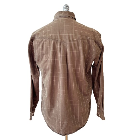 Stetson Brown White Windowpane Western Shirt Button Front Two Pocket Medium - Picture 3 of 7